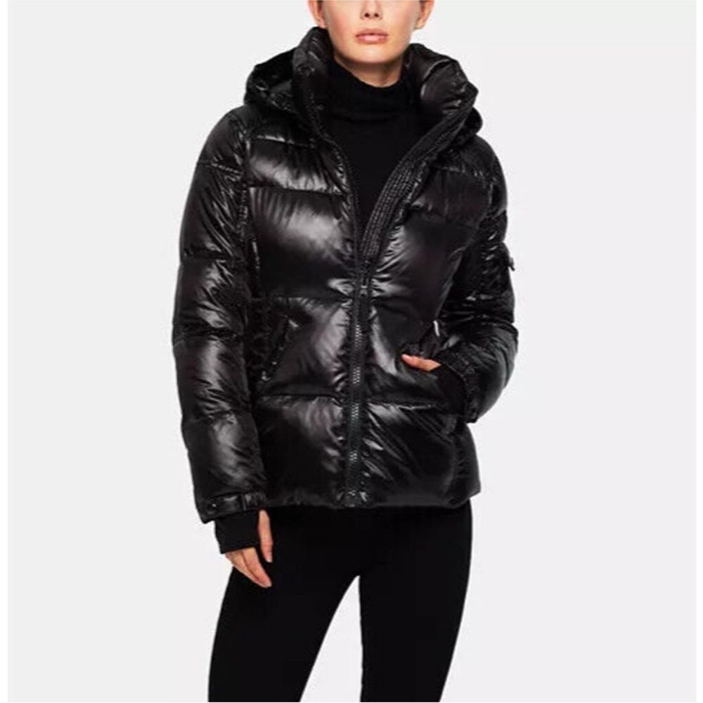S13 New York Kylie Women's Gloss Down Puffer Jacket Jet Black Large